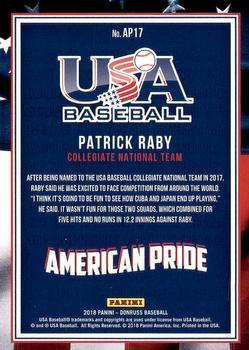2018 Donruss - American Pride Gold #AP17 Patrick Raby Back