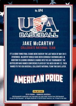 2018 Donruss - American Pride Green #AP4 Jake McCarthy Back