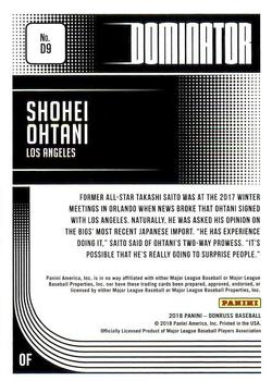 2018 Donruss - Dominators #D9 Shohei Ohtani Back