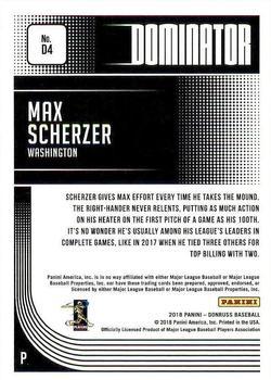 2018 Donruss - Dominators Crystal #D4 Max Scherzer Back