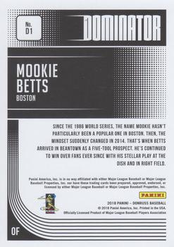 2018 Donruss - Dominators Silver #D1 Mookie Betts Back