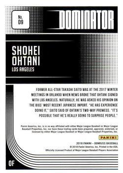 2018 Donruss - Dominators Silver #D9 Shohei Ohtani Back