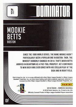 2018 Donruss - Dominators Gold #D1 Mookie Betts Back