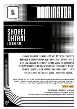 2018 Donruss - Dominators Gold #D9 Shohei Ohtani Back