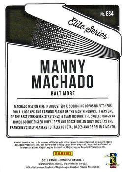 2018 Donruss - Elite Series Red #ES4 Manny Machado Back