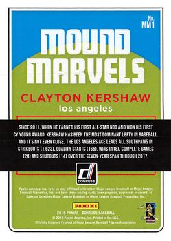 2018 Donruss - Mound Marvels #MM1 Clayton Kershaw Back