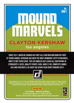 2018 Donruss - Mound Marvels Crystal #MM1 Clayton Kershaw Back