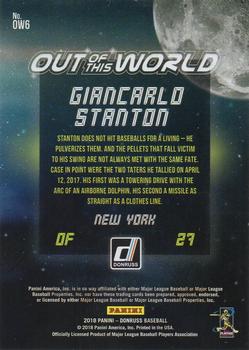 2018 Donruss - Out of This World #OW6 Giancarlo Stanton Back