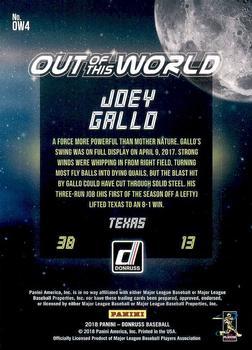 2018 Donruss - Out of This World Silver #OW4 Joey Gallo Back