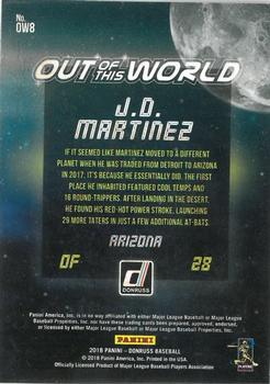 2018 Donruss - Out of This World Silver #OW8 J.D. Martinez Back