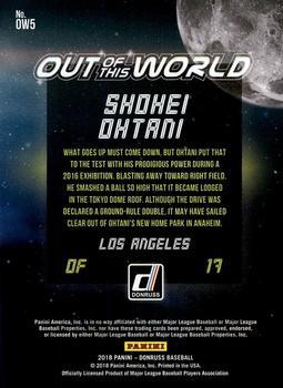 2018 Donruss - Out of This World Gold #OW5 Shohei Ohtani Back
