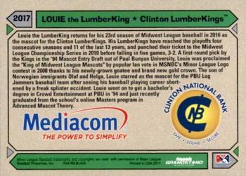 2017 Grandstand Clinton LumberKings Update #NNO Louie the LumberKing Back