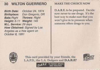 1997 Los Angeles Dodgers Police #NNO Wilton Guerrero Back