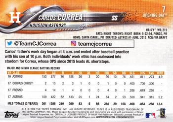 2018 Topps Opening Day - Opening Day Edition Blue Foil #7 Carlos Correa Back
