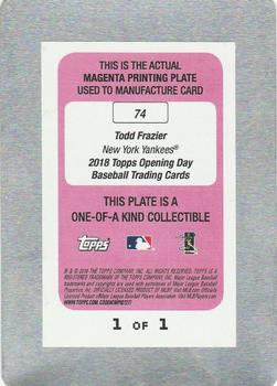 2018 Topps Opening Day - Printing Plates Magenta #74 Todd Frazier Back