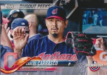 2018 Topps Opening Day - Dugout Peeks #DP-CC Carlos Carrasco Front