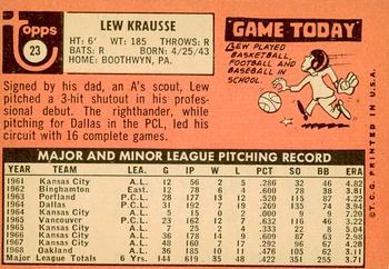 2018 Topps Heritage - 50th Anniversary Buybacks #23 Lew Krausse Back