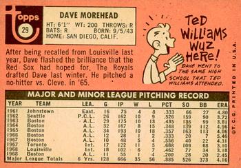 2018 Topps Heritage - 50th Anniversary Buybacks #29 Dave Morehead Back