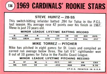 2018 Topps Heritage - 50th Anniversary Buybacks #136 Cardinals 1969 Rookie Stars Steve Huntz / Mike Torrez Back