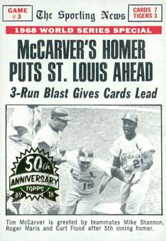 2018 Topps Heritage - 50th Anniversary Buybacks #164 World Series Game 3 McCarver's Homer Puts St. Louis Ahead Front