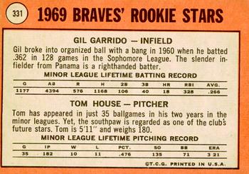 2018 Topps Heritage - 50th Anniversary Buybacks #331 Braves 1969 Rookie Stars Gil Garrido / Tom House Back