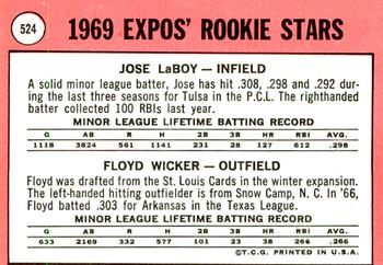 2018 Topps Heritage - 50th Anniversary Buybacks #524 Expos 1969 Rookie Stars Jose Laboy / Floyd Wicker Back