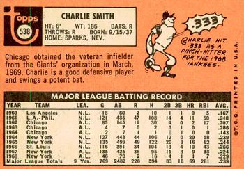2018 Topps Heritage - 50th Anniversary Buybacks #538 Charlie Smith Back