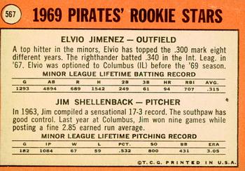 2018 Topps Heritage - 50th Anniversary Buybacks #567 Pirates 1969 Rookie Stars Elvio Jimenez / Jim Shellenback Back