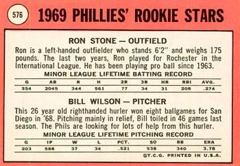 2018 Topps Heritage - 50th Anniversary Buybacks #576 Phillies 1969 Rookie Stars Ron Stone / Bill Wilson Back