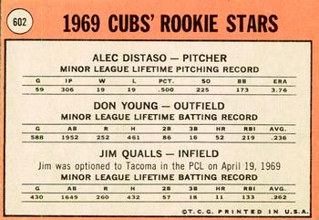 2018 Topps Heritage - 50th Anniversary Buybacks #602 Cubs 1969 Rookie Stars (Alec Distaso / Don Young / Jim Qualls) Back