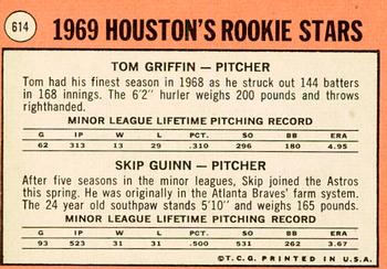 2018 Topps Heritage - 50th Anniversary Buybacks #614 Houston 1969 Rookie Stars (Tom Griffin / Skip Guinn) Back