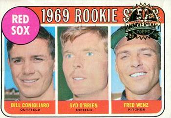 2018 Topps Heritage - 50th Anniversary Buybacks #628 Red Sox 1969 Rookie Stars Billy Conigliaro/ Syd O'Brien/ Fred Wenz Front