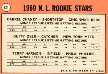 2018 Topps Heritage - 50th Anniversary Buybacks #624 National League 1969 Rookie Stars Darrel Chaney / Duffy Dyer / Terry Harmon Back