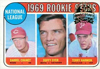 2018 Topps Heritage - 50th Anniversary Buybacks #624 National League 1969 Rookie Stars Darrel Chaney / Duffy Dyer / Terry Harmon Front