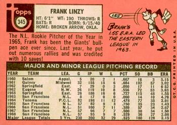 2018 Topps Heritage - 50th Anniversary Buybacks #345 Frank Linzy Back