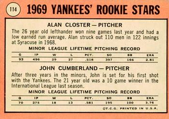 2018 Topps Heritage - 50th Anniversary Buybacks #114 Yankees 1969 Rookie Stars (Alan Closter / John Cumberland) Back