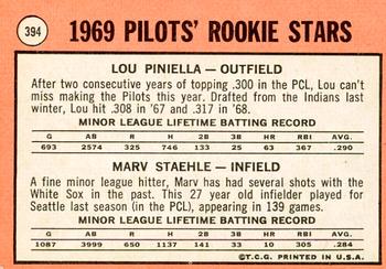 2018 Topps Heritage - 50th Anniversary Buybacks #394 Pilots 1969 Rookie Stars Lou Piniella / Marv Staehle Back