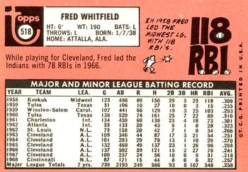 2018 Topps Heritage - 50th Anniversary Buybacks #518 Fred Whitfield Back