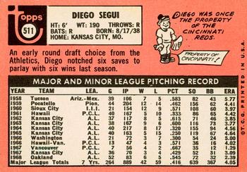 2018 Topps Heritage - 50th Anniversary Buybacks #511 Diego Segui Back
