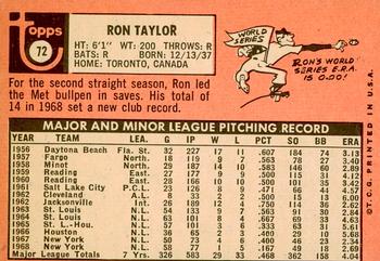 2018 Topps Heritage - 50th Anniversary Buybacks #72 Ron Taylor Back