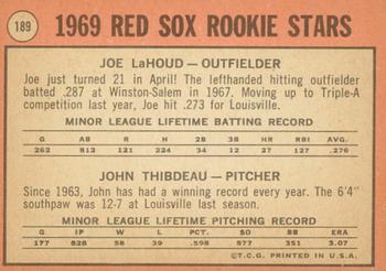 2018 Topps Heritage - 50th Anniversary Buybacks #189 Red Sox 1969 Rookie Stars (Joe Lahoud / John Thibdeau) Back