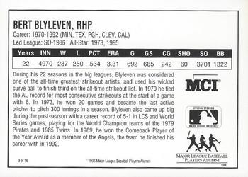 1995 MCI MLBPA Ambassadors of Baseball #9 Bert Blyleven Back