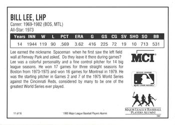 1995 MCI MLBPA Ambassadors of Baseball #11 Bill Lee Back
