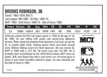 1995 MCI MLBPA Ambassadors of Baseball #15 Brooks Robinson Back