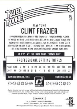 2018 Donruss - Career Stat Line #33 Clint Frazier Back