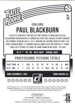 2018 Donruss - Career Stat Line #34 Paul Blackburn Back
