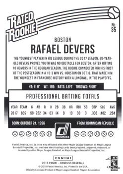 2018 Donruss - Career Stat Line #35 Rafael Devers Back