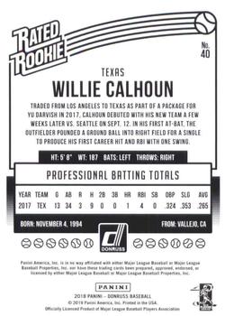 2018 Donruss - Career Stat Line #40 Willie Calhoun Back