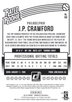 2018 Donruss - Career Stat Line #44 J.P. Crawford Back