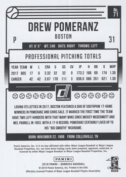 2018 Donruss - Career Stat Line #71 Drew Pomeranz Back